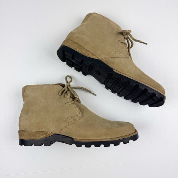 Nicole Tara Boots Women's Tan Suede Leather Round Toe Lace Up Booties Size 8.5 - Picture 1 of 12